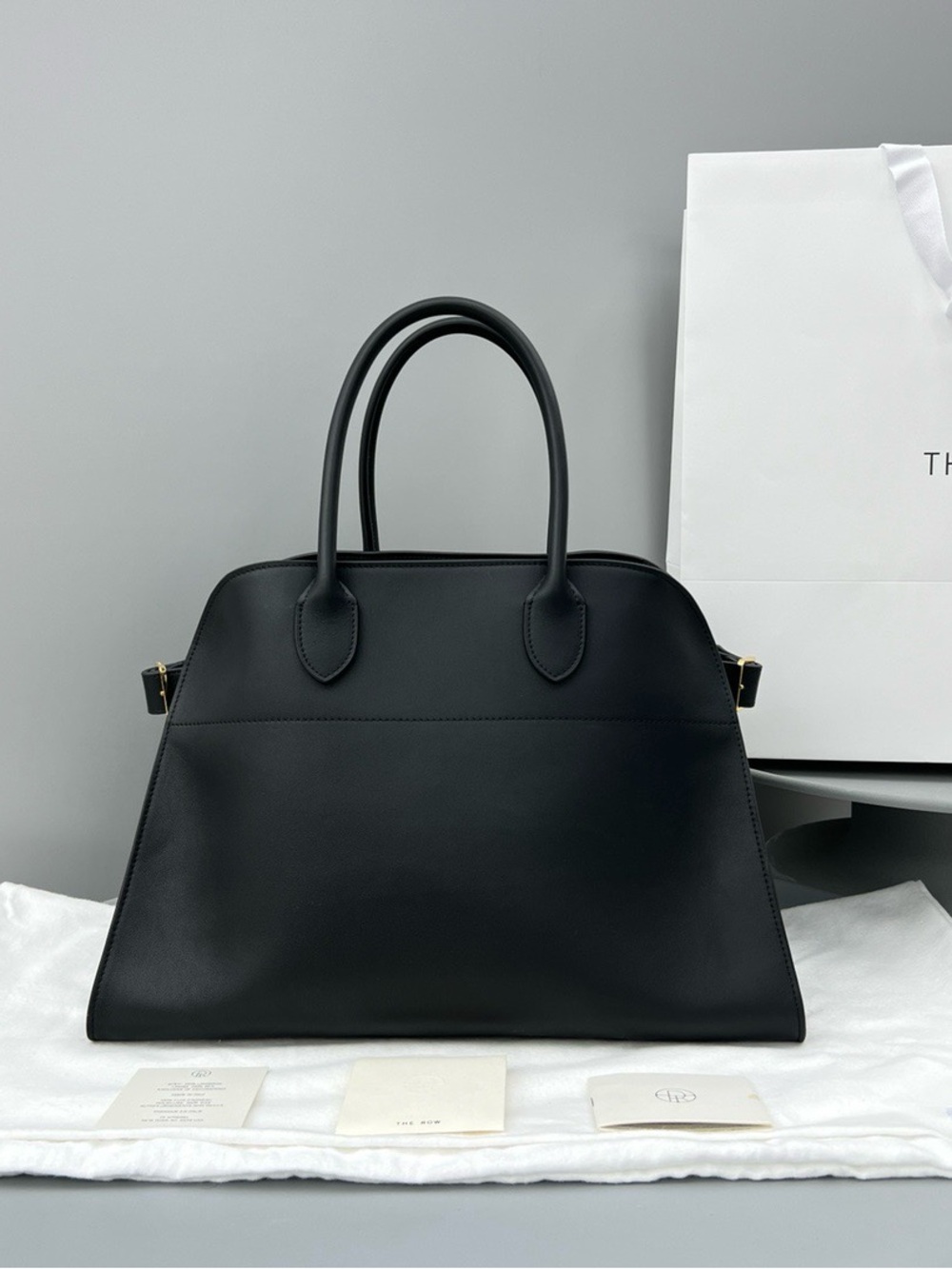 The Row Black Smooth Leather Satchel